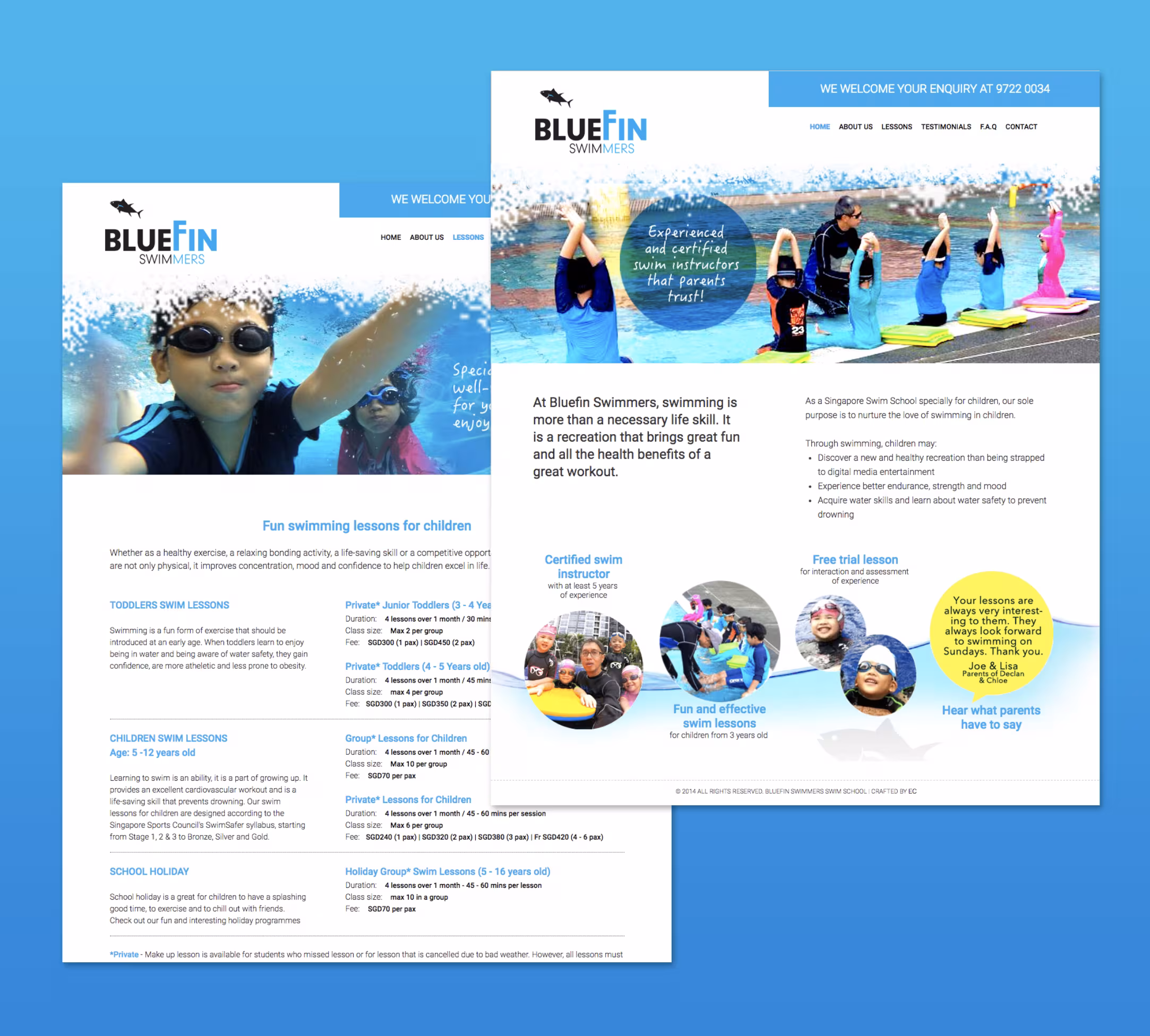 Bluefin Swim School, Web Design |Ease Communications