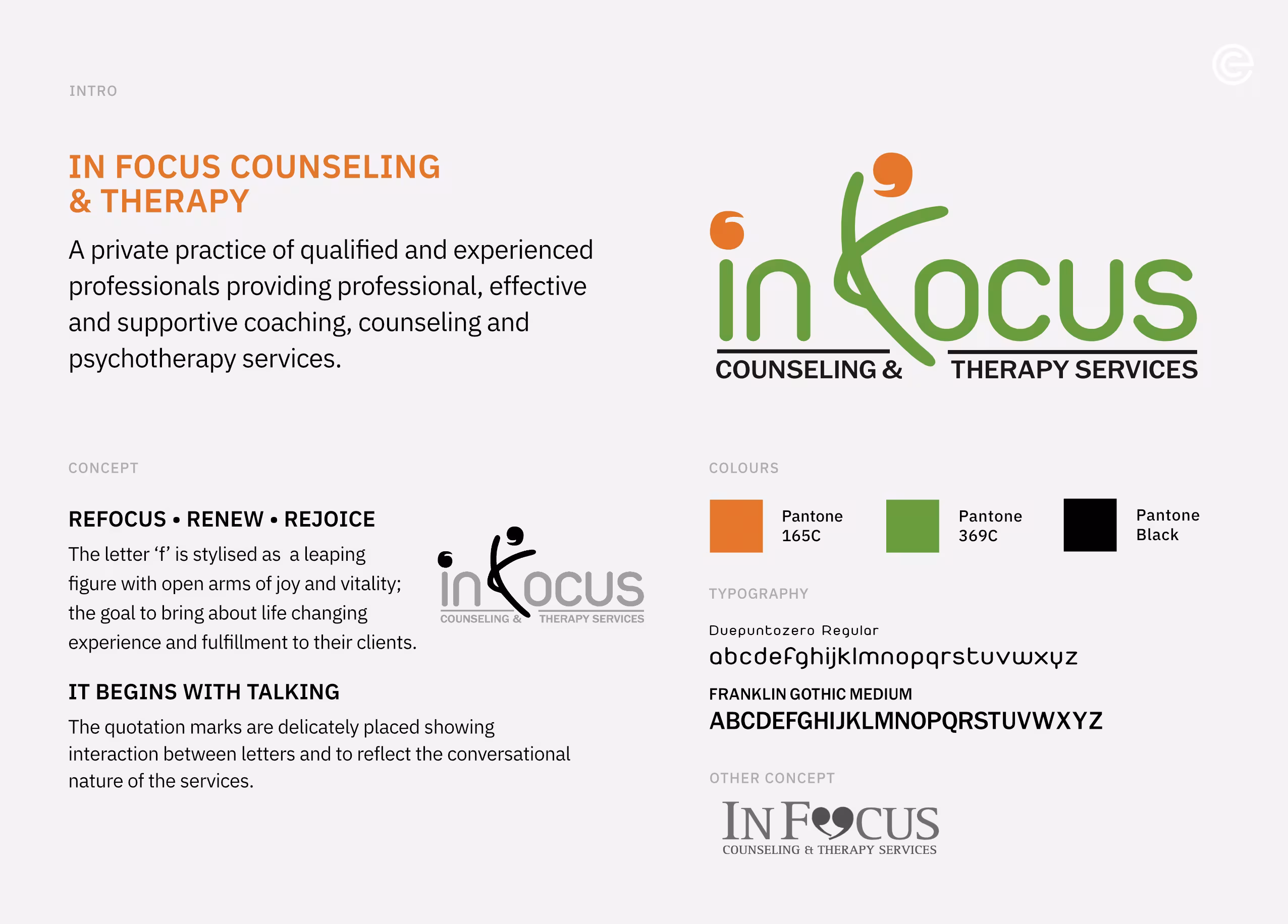 In Focus Counseling and Therapy, Visual Identity Design | Ease Communications