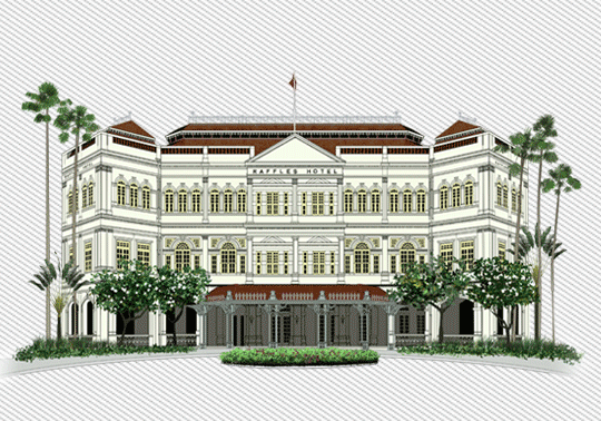 Raffles Hotel Singapore illustration, Ease Communications