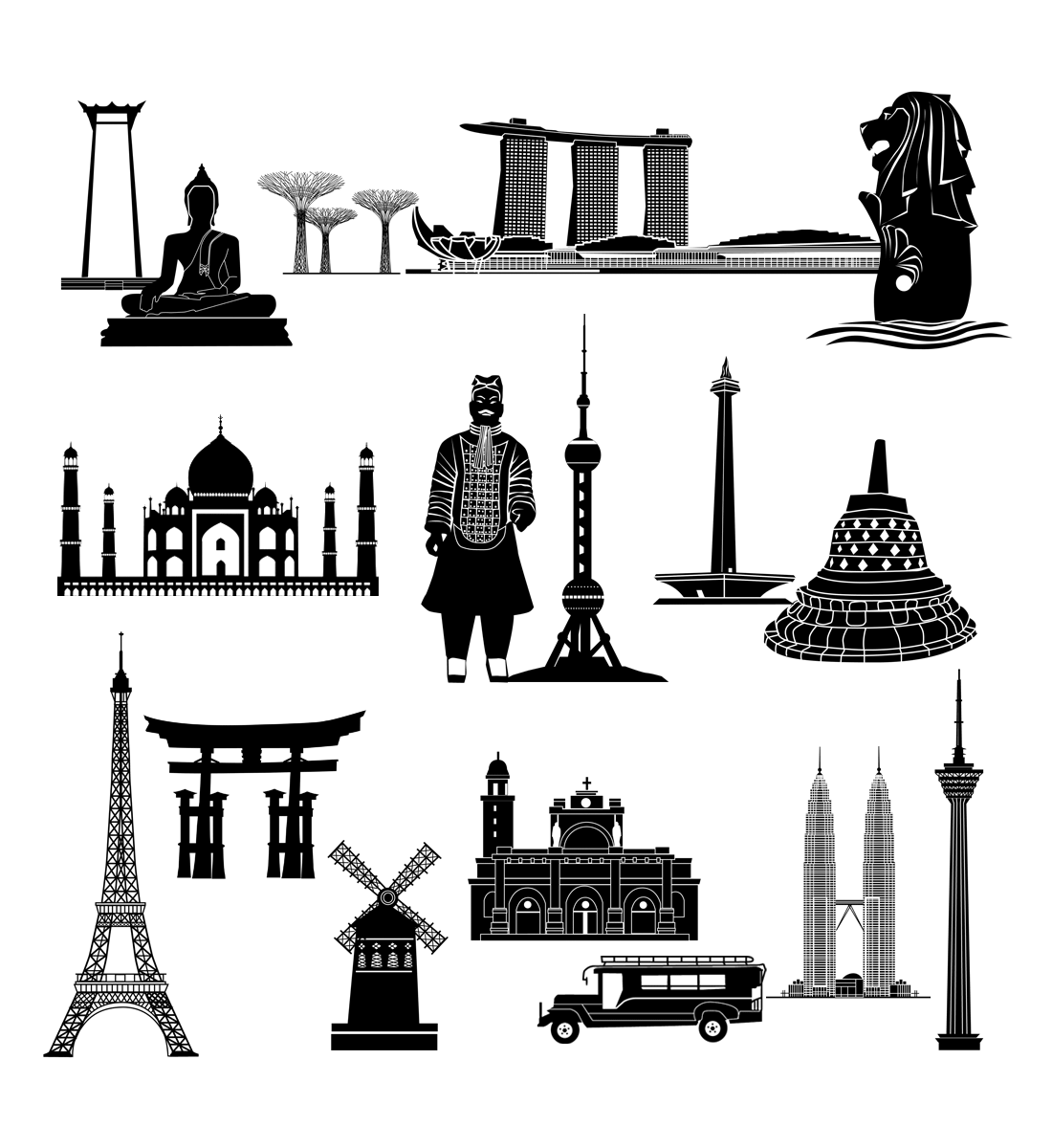 Global landmark illustrations, Ease Communications